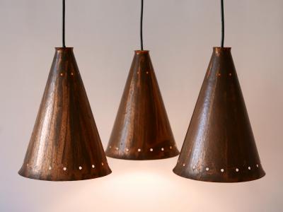 Exceptional Large Mid Century Modern Copper Pendant Lamp Scandinavia 1950s