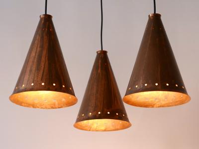 Exceptional Large Mid Century Modern Copper Pendant Lamp Scandinavia 1950s