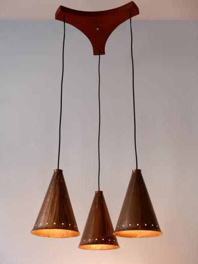 Exceptional Large Mid Century Modern Copper Pendant Lamp Scandinavia 1950s