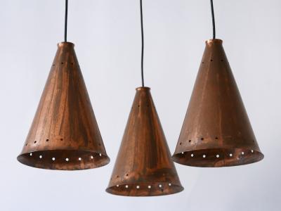 Exceptional Large Mid Century Modern Copper Pendant Lamp Scandinavia 1950s