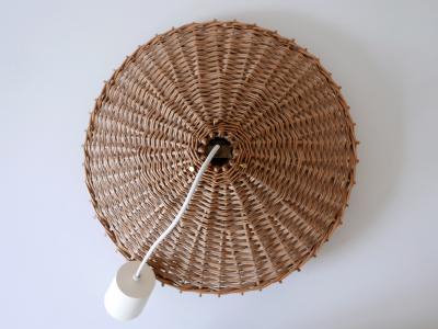 Exceptional Large Mid Century Modern Rattan Pendant Lamp Scandinavia 1960s