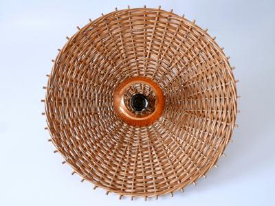 Exceptional Large Mid Century Modern Rattan Pendant Lamp Scandinavia 1960s