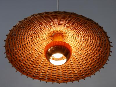 Exceptional Large Mid Century Modern Rattan Pendant Lamp Scandinavia 1960s