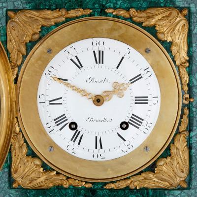 Exceptional Louis XVI style gilt bronze and malachite grandfather clock