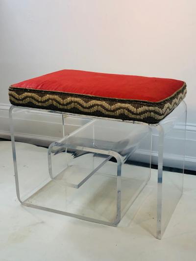 Exceptional Lucite Bench with Greek Key Design
