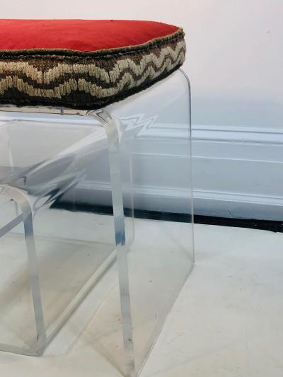 Exceptional Lucite Bench with Greek Key Design