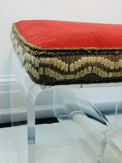 Exceptional Lucite Bench with Greek Key Design