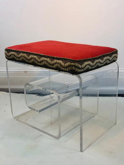 Exceptional Lucite Bench with Greek Key Design