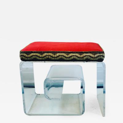 Exceptional Lucite Bench with Greek Key Design