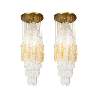 Exceptional Mazegga Glass Feather Chandelier 1960s