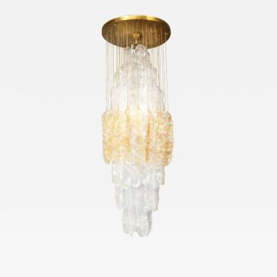 Exceptional Mazegga Glass Feather Chandelier 1960s