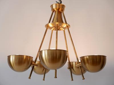 Exceptional Mid Century Five Flamed Chandelier or Pendant Lamp Sweden 1950s