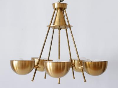Exceptional Mid Century Five Flamed Chandelier or Pendant Lamp Sweden 1950s
