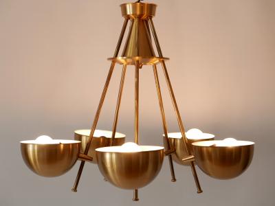 Exceptional Mid Century Five Flamed Chandelier or Pendant Lamp Sweden 1950s