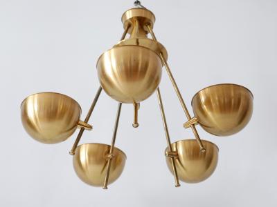 Exceptional Mid Century Five Flamed Chandelier or Pendant Lamp Sweden 1950s