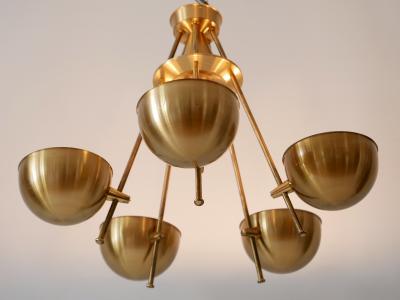Exceptional Mid Century Five Flamed Chandelier or Pendant Lamp Sweden 1950s