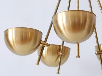 Exceptional Mid Century Five Flamed Chandelier or Pendant Lamp Sweden 1950s