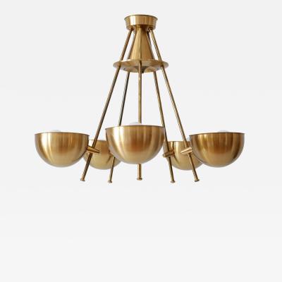 Exceptional Mid Century Five Flamed Chandelier or Pendant Lamp Sweden 1950s