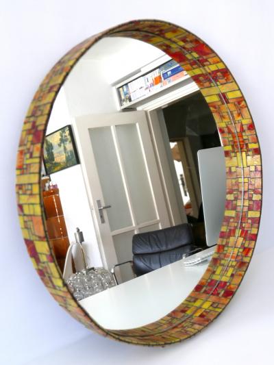 Exceptional Mid Century Modern Mosaic Framed Circular Wall Mirror 1960s Italy