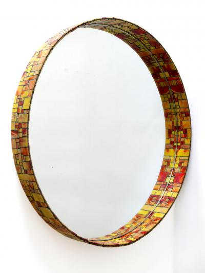 Exceptional Mid Century Modern Mosaic Framed Circular Wall Mirror 1960s Italy