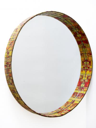 Exceptional Mid Century Modern Mosaic Framed Circular Wall Mirror 1960s Italy
