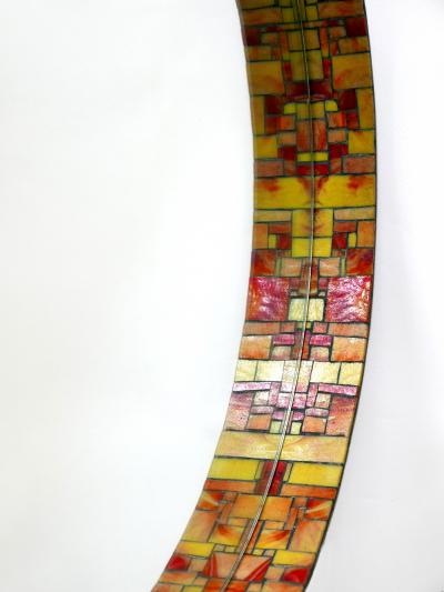Exceptional Mid Century Modern Mosaic Framed Circular Wall Mirror 1960s Italy