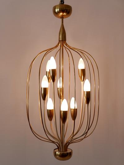 Exceptional Mid Century Modern Nine Flamed Chandelier or Pendant Lamp 1950s