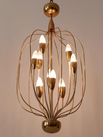 Exceptional Mid Century Modern Nine Flamed Chandelier or Pendant Lamp 1950s