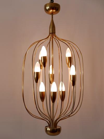 Exceptional Mid Century Modern Nine Flamed Chandelier or Pendant Lamp 1950s