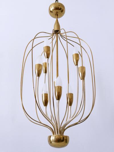 Exceptional Mid Century Modern Nine Flamed Chandelier or Pendant Lamp 1950s