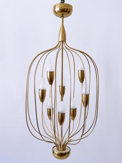 Exceptional Mid Century Modern Nine Flamed Chandelier or Pendant Lamp 1950s