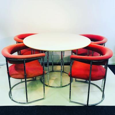 Exceptional Midcentury Style Faux Bamboo Chrome Dining Set