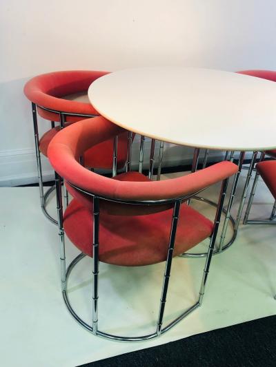 Exceptional Midcentury Style Faux Bamboo Chrome Dining Set