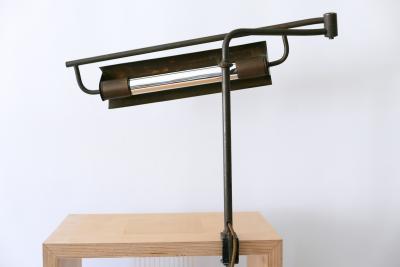 Exceptional Modernist Bauhaus Articulated Brass Clamp Table Lamp Germany 1930s
