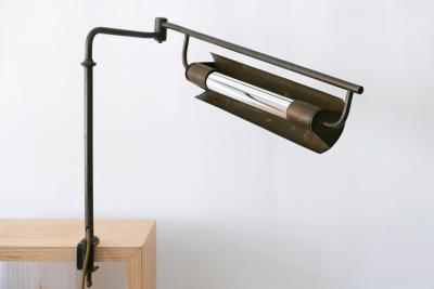 Exceptional Modernist Bauhaus Articulated Brass Clamp Table Lamp Germany 1930s