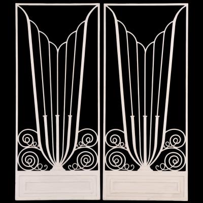 Exceptional Pair of Art Deco Style Iron Door Panels 