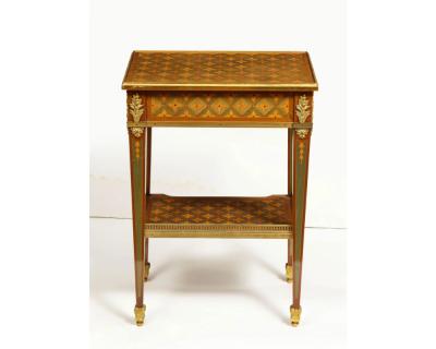 Exceptional Pair of French Ormolu Mounted Parquetry and Marquetry Side Tables