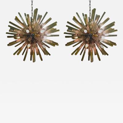 Exceptional Pair of Giant Murano Glass Sputnik Chandeliers