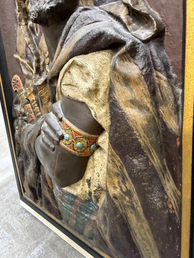 Exceptional Pair of Signed Louis Hottot Orientalist Polychrome Relief Panels