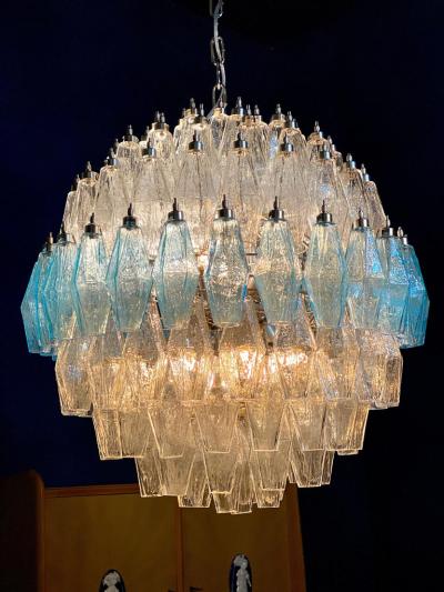 Exceptional Pair of Spherical Poliedri Chandeliers Murano