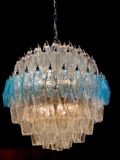 Exceptional Pair of Spherical Poliedri Chandeliers Murano