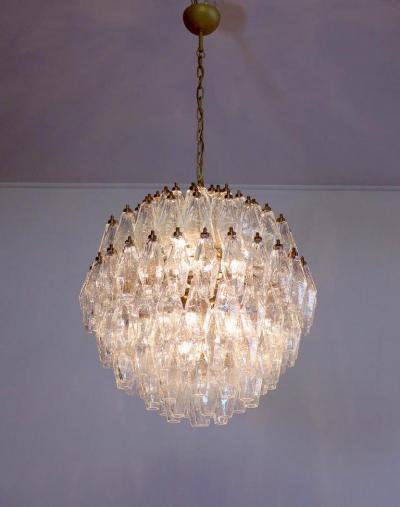Exceptional Pair of Spherical Poliedri Chandeliers Murano