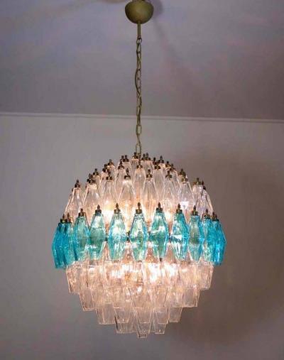 Exceptional Pair of Spherical Poliedri Chandeliers Murano