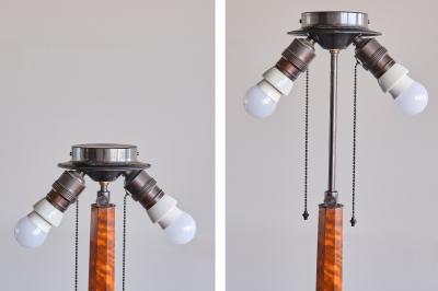 Exceptional Swedish Grace Floor Lamp in Birch with Carved Paw Feet 1920s