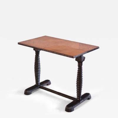 Exceptional Swedish Grace Side Table with Carved Frame Oak Top Sweden 1930s