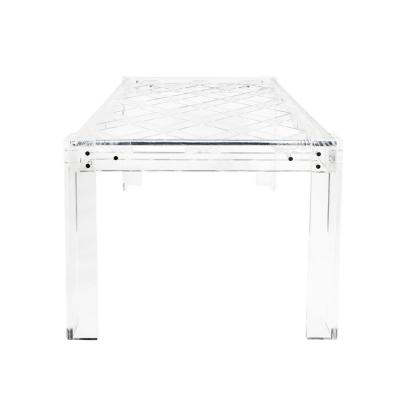 Exceptional Thick Lucite Dining Table with Criss Cross Design 1970s