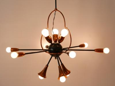 Exceptional Twelve Flamed Sputnik Chandelier or Pendant Lamp Austria 1950s