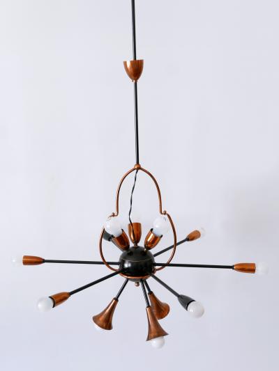 Exceptional Twelve Flamed Sputnik Chandelier or Pendant Lamp Austria 1950s