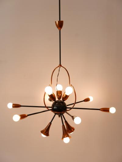 Exceptional Twelve Flamed Sputnik Chandelier or Pendant Lamp Austria 1950s