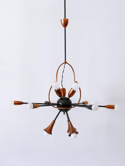 Exceptional Twelve Flamed Sputnik Chandelier or Pendant Lamp Austria 1950s